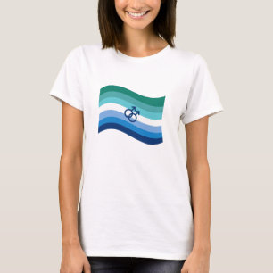 Camiseta Bandera ondulada de orgullo de amor gay masculino