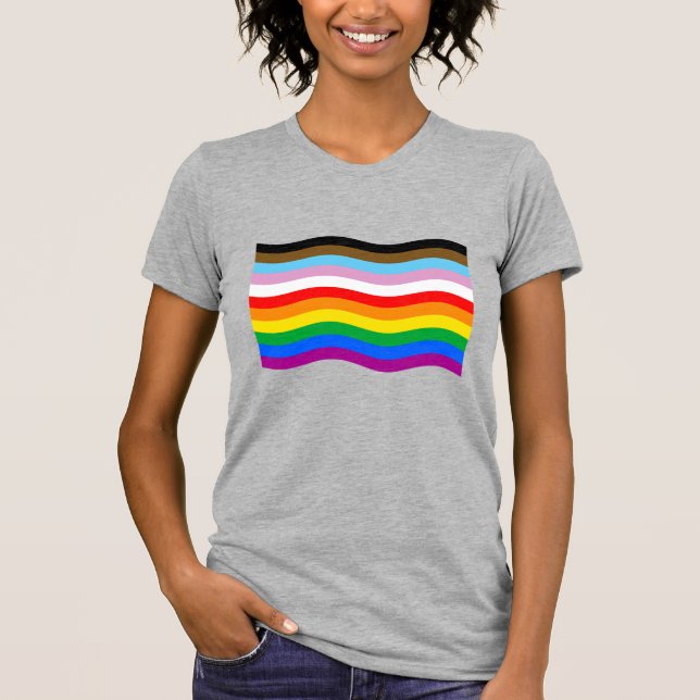 Camiseta Bandera ondulante del orgullo LGBTQ POC (Anverso)