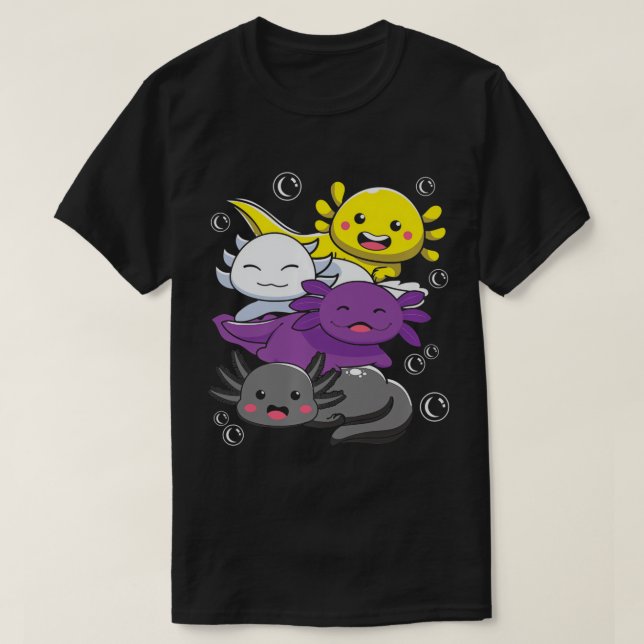 Camiseta Bandera Orgullo No Binario Axolotl LGBTQ Kawa No B (Diseño del anverso)