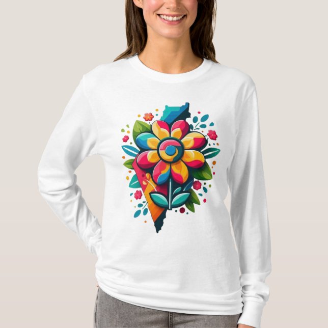 Camiseta Bandera Palestina flor, Palestina libre, arte flor (Anverso)