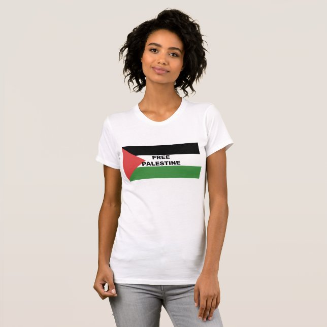 CAMISETA BANDERA PALESTINA LIBRE BLANCO VERDE NEGRO ROJO (Anverso completo)
