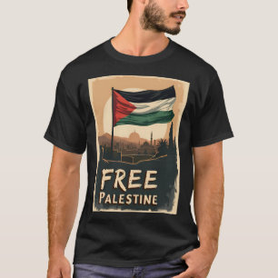 Camiseta Bandera Palestina Libre con Paleta Dorada
