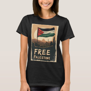 Camiseta Bandera Palestina Libre con Paleta Dorada