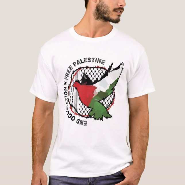 Camiseta Bandera palestina pone fin a ocupación Palestina L (Anverso)