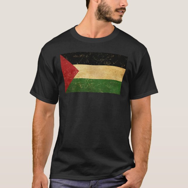 Camiseta Bandera palestina Vintage Hombres Negros (Anverso)