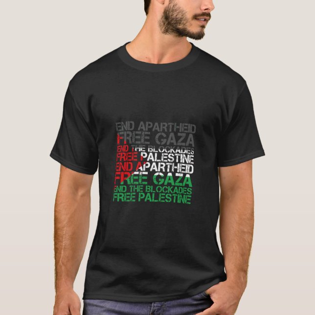 Camiseta Bandera Palestina Wordcloud fin al Apartheid Free  (Anverso)