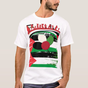 Camiseta Bandera palestina y arte de silueta de refugiados