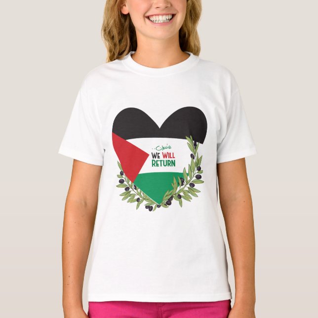 Camiseta Bandera palestina y ramas de olivo (Anverso)