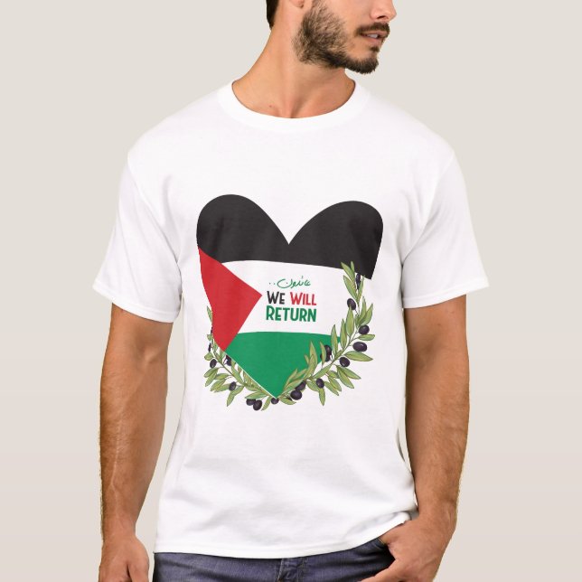 Camiseta Bandera palestina y ramas de olivo (Anverso)