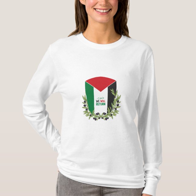 Camiseta Bandera palestina y ramas de olivo (Anverso)