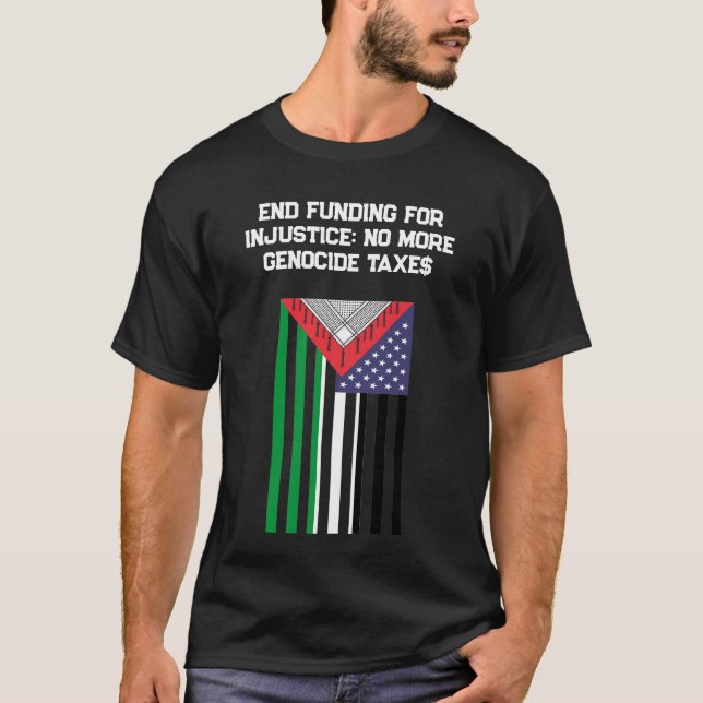 Camiseta Bandera palestino-estadounidense - Detengan los ge (Anverso)