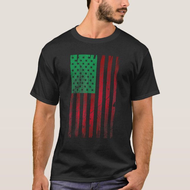 Camiseta Bandera panafricana norteamericana afectada por la (Anverso)