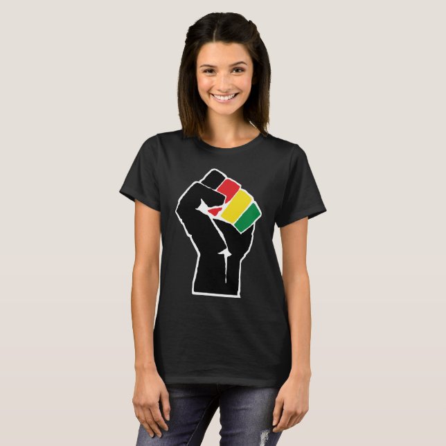 Camiseta Bandera panafricana Puño, historia negra afroameri (Anverso completo)