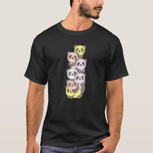 Camiseta Bandera Pangénero Pile Pride Lgbtq Pandas Cute Pan (Anverso)
