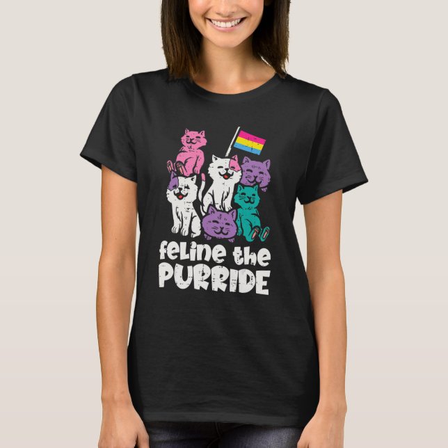 Camiseta Bandera Pansexual Fila De Los Gatos De Purride Pan (Anverso)
