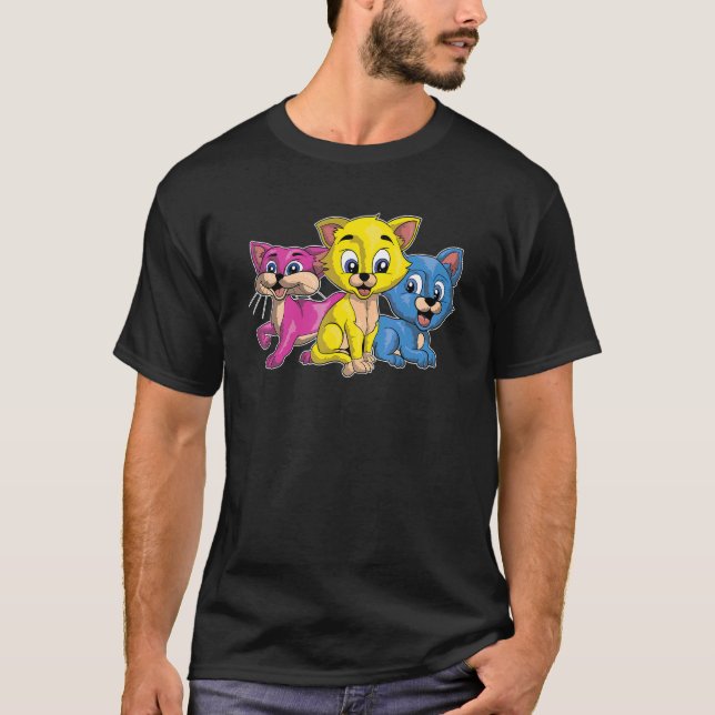 Camiseta Bandera Pansexualidad Del Orgullo De Los Gatos Ani (Anverso)