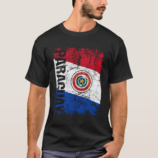 Camiseta Bandera paraguaya angustiada Paraguay (Anverso)