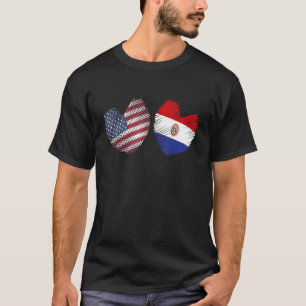 Camiseta Bandera Paraguaya Bandera Americana Corazón de Est