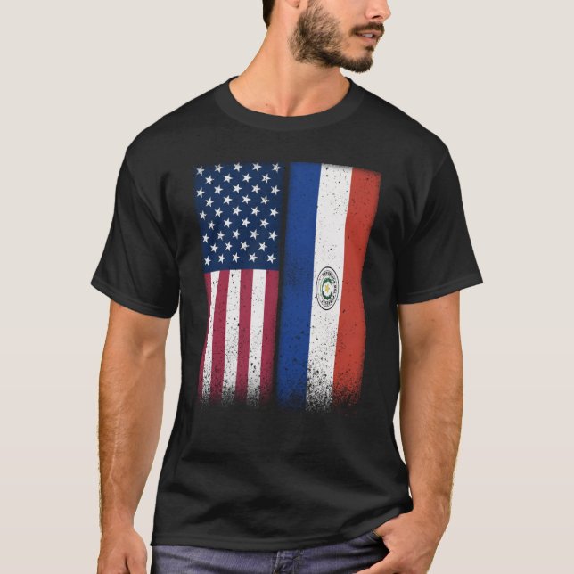 Camiseta Bandera Paraguaya EEUU Y Paraguay exhiben Orgullos (Anverso)