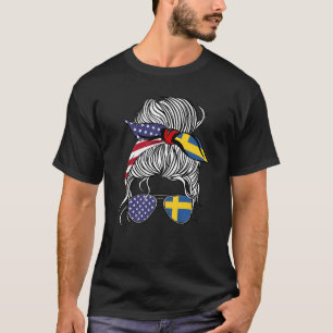 Camiseta Bandera patriota sueca americana Mujeres Niña Suec