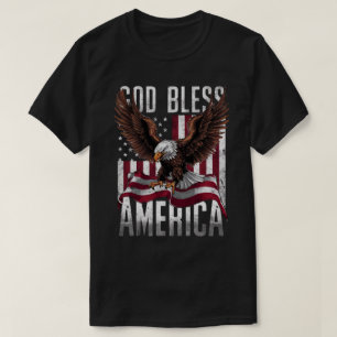 Camiseta Bandera Patriótica Águila Calva Dios Bendiga a Amé