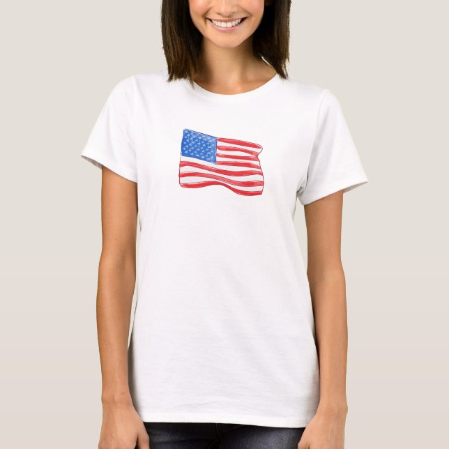 Camiseta Bandera Patriótica Americana (Anverso)