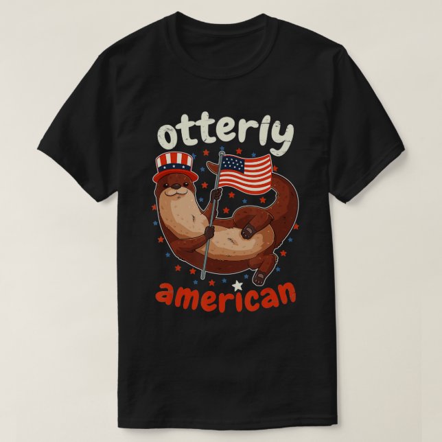Camiseta Bandera Patriótica Americana 4 de julio de Otter (Diseño del anverso)