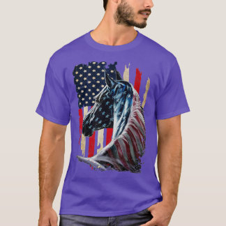 Camiseta Bandera Patriótica Americana Caballo - Horse Vinta