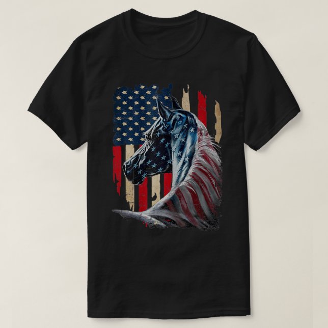 Camiseta Bandera Patriótica Americana de Caballo - Horse Vi (Diseño del anverso)