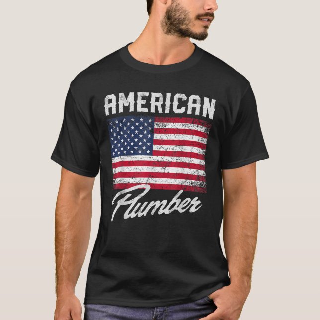 Camiseta Bandera Patriótica Americana de plomero USA para h (Anverso)