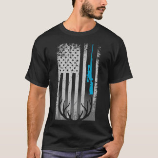 Camiseta Bandera Patriótica Americana Divertida cierva caza