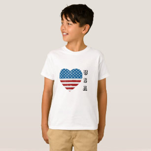 Camiseta Bandera Patriótica Americana Estrellas de corazón 
