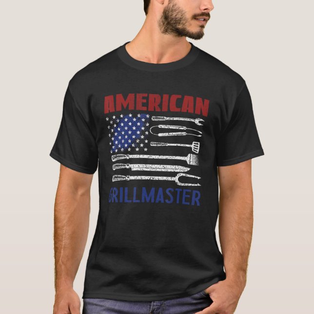 Camiseta Bandera Patriótica Americana Grill Barbeque Master (Anverso)