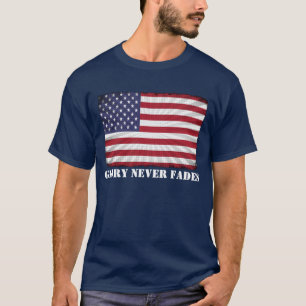 Camiseta Bandera Patriótica Americana La gloria nunca se de