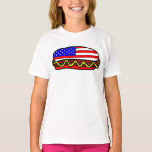 Camiseta Bandera Patriótica Americana Perro caliente