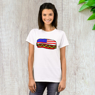 Camiseta Bandera Patriótica Americana Perro caliente