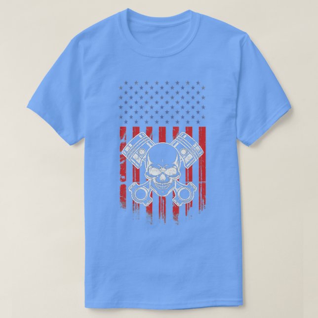 Camiseta Bandera Patriótica Americana Piston Muscar Enthusi (Diseño del anverso)