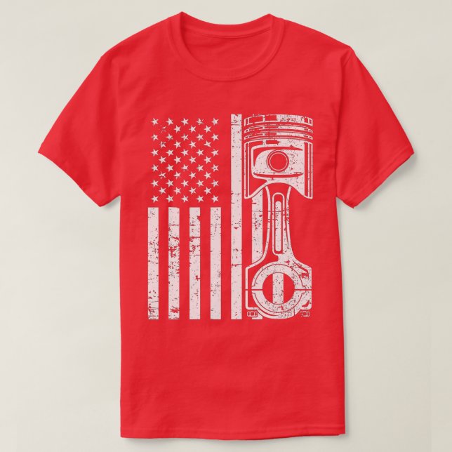 Camiseta Bandera Patriótica Americana Piston Muscar Vintage (Diseño del anverso)