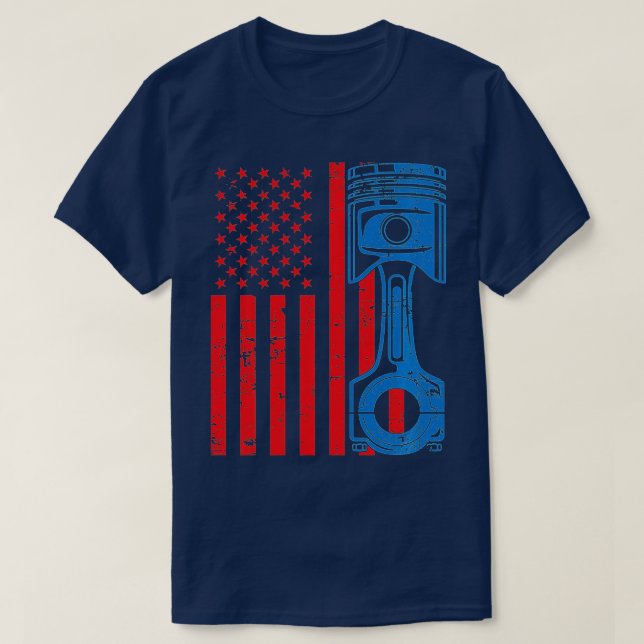 Camiseta Bandera Patriótica Americana Piston Muscar Vintage (Diseño del anverso)