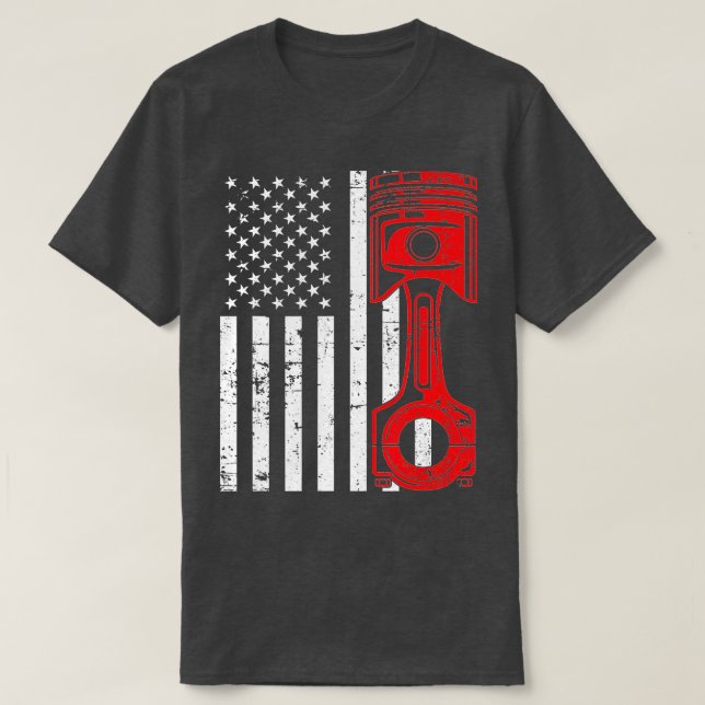 Camiseta Bandera Patriótica Americana Piston Muscar Vintage (Diseño del anverso)