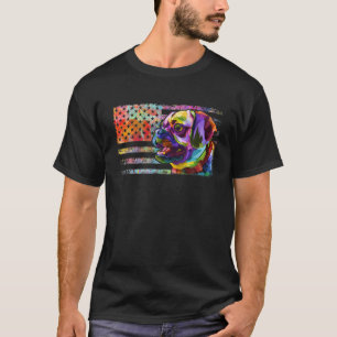 Camiseta Bandera Patriótica Americana Retro Pop Art Dog Lov