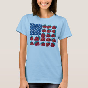 Camiseta Bandera Patriótica Americana Strawberry Blueberry