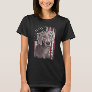 Camiseta Bandera Patriótica Americana Weimaraner Dog USA