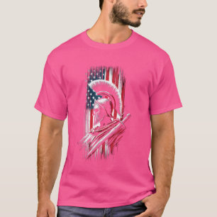 Camiseta Bandera Patriótica Casco Espartano Estadounidense