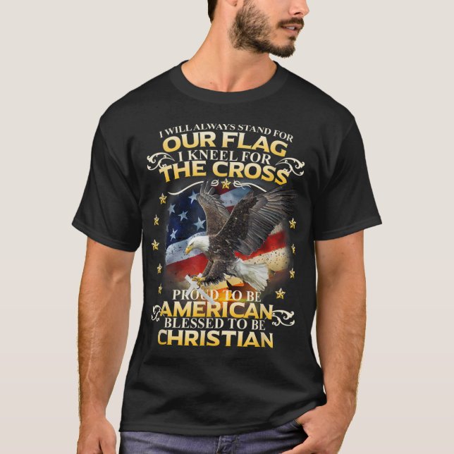 Camiseta Bandera Patriótica Cristiana Americana (Anverso)