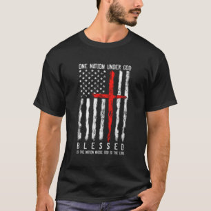 Camiseta Bandera Patriótica Cristiana Bendecida A Una Nació