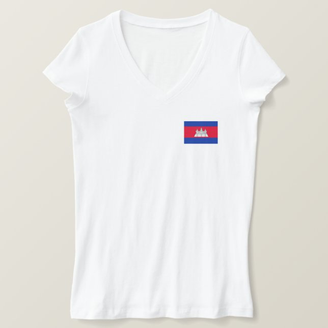 Camiseta Bandera Patriótica De Camboya (Anverso del diseño)
