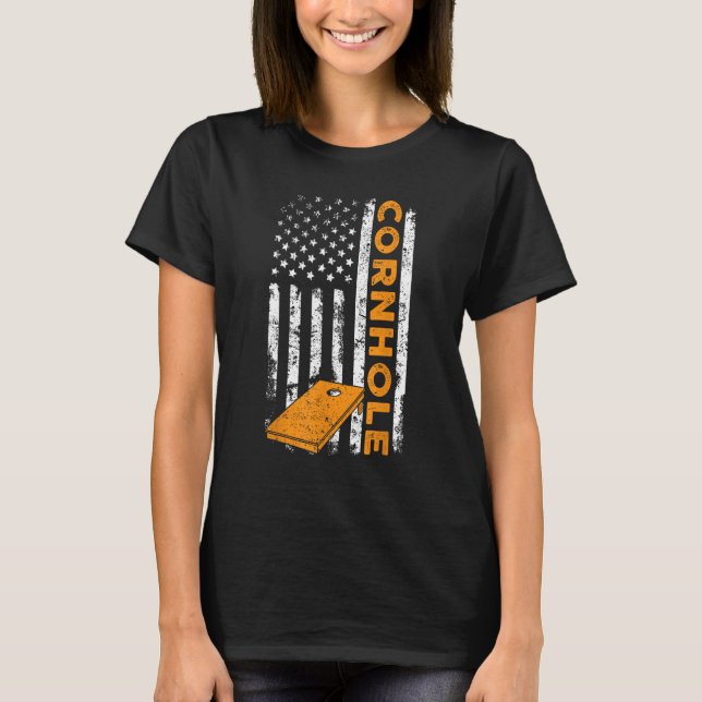 Camiseta Bandera Patriótica de Corn Hole de los Estados Uni (Anverso)