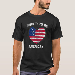 Camiseta Bandera Patriótica De Ee. UU. Corazón Orgulloso De