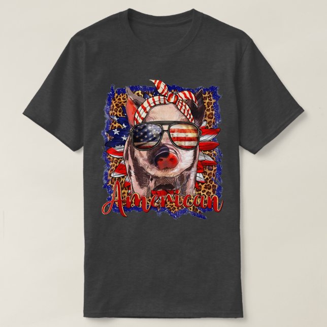 Camiseta Bandera Patriótica De Eeuu 4 De Julio Leopa De Gir (Diseño del anverso)
